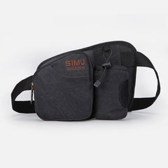 Small Waist Bag for Men – Outdoor Riding Canvas Sports Bag with Bottle Pocket