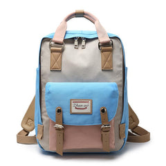 Large Capacity Colorblock Waterproof Backpack – School & Travel Laptop Bag
