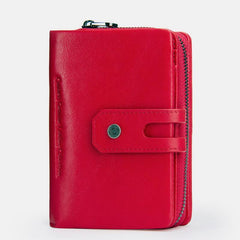 Genuine Leather Multifunctional Anti-theft Wallet for Women – RFID Protection, Card Slots & Zippered Coin Pocket
