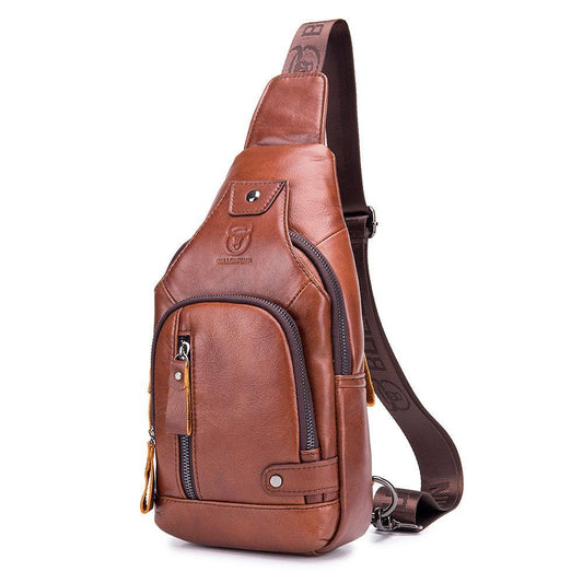 USB Charging Real Leather Sling Bag for Men – Crossbody Shoulder Bag with Adjustable Straps