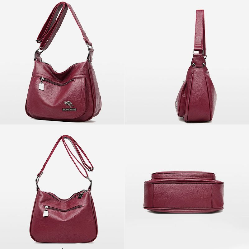 Women’s Soft Leather Double Compartment Crossbody Bag – Stylish & Practical Shoulder Bag - VOTVO