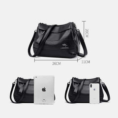 Lederhandtasche mit drei Fächern für Damen, klein, lässig, Umhängetasche