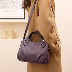 Women's Triple Compartment Satchel Leather Top-Handle Purse – Crossbody Handbag with Adjustable Strap