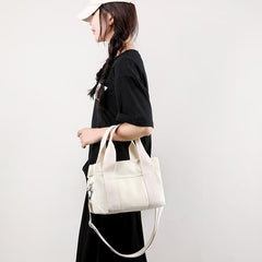 Solid Color Small Tote Triple Compartment Large Crossbody Canvas Purse - VOTVO