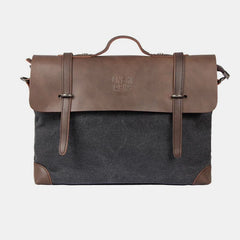 Messenger Bag for Men – Canvas Vintage Crossbody Handbag with Crazy Horse Leather, Casual Business Document Bag - VOTVO