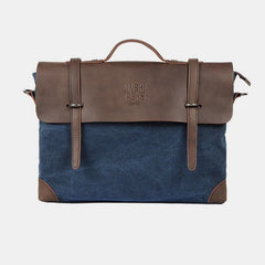 Messenger Bag for Men – Canvas Vintage Crossbody Handbag with Crazy Horse Leather, Casual Business Document Bag - VOTVO