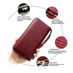 Women's Genuine Leather Vintage Wallet - Stylish and Functional Zip Closure Wallet