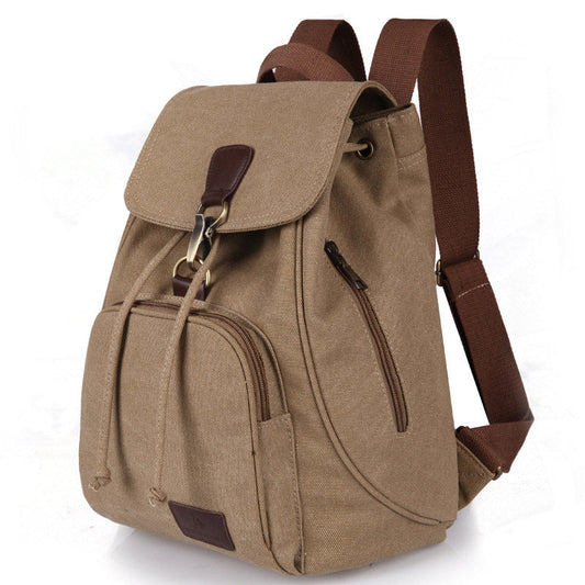 Canvas-Rucksack für Damen und Mädchen – Vintage-Schul- und Reiserucksack mit Kordelzug