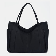 Minimalist Large Capacity Tote Bag for Women – Canvas Shoulder Bag with Zipper Closure