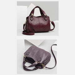 Women's Triple Compartment Satchel Leather Top-Handle Purse – Crossbody Handbag with Adjustable Strap