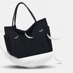 Minimalist Large Capacity Tote Bag for Women – Canvas Shoulder Bag with Zipper Closure