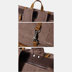 Unisex Canvas & Leather Hiking Travel Backpack – Durable Rucksack School Bag Daypack