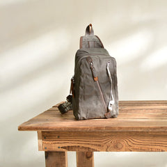 Canvas Sling Bag Schultertasche Brusttasche für Männer – Reise Wandern Crossbody Daypack