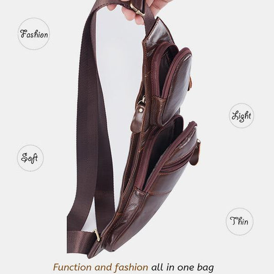 Vintage Genuine Leather Chest Sling Bag – Stylish Messenger Bag for Men