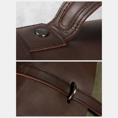 Messenger Bag for Men – Canvas Vintage Crossbody Handbag with Crazy Horse Leather, Casual Business Document Bag - VOTVO