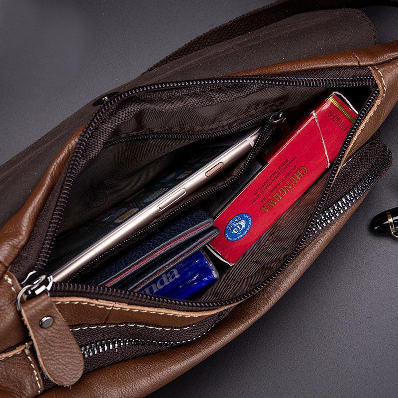 Borsa a tracolla sottile antifurto per uomo | Borsa a tracolla in vera pelle
