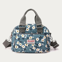 Nylon Crossbody Bag for Women - Colorful Flower Print Handbag with Adjustable Strap