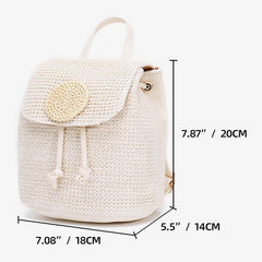 Women’s Straw Backpack – Summer Beach Woven Drawstring Handbag - VOTVO