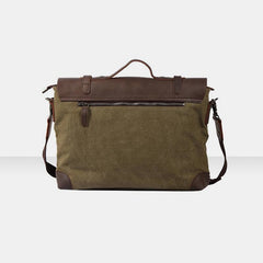Messenger Bag for Men – Canvas Vintage Crossbody Handbag with Crazy Horse Leather, Casual Business Document Bag