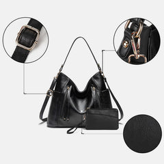 Tote Handbags Set for Women – Leather Hobo Shoulder Bag with Small Clutch