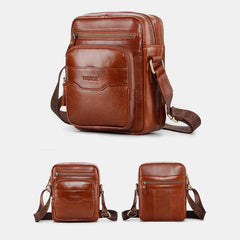 Vintage Oil-Tanned Leather Sling Bag for Men - Stylish Crossbody Shoulder Bag