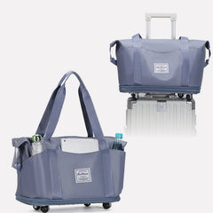 Tote Bag for Travel with Pull Rod & Oblique Folding Storage – Large Capacity Nylon Travel Sleeve - VOTVO