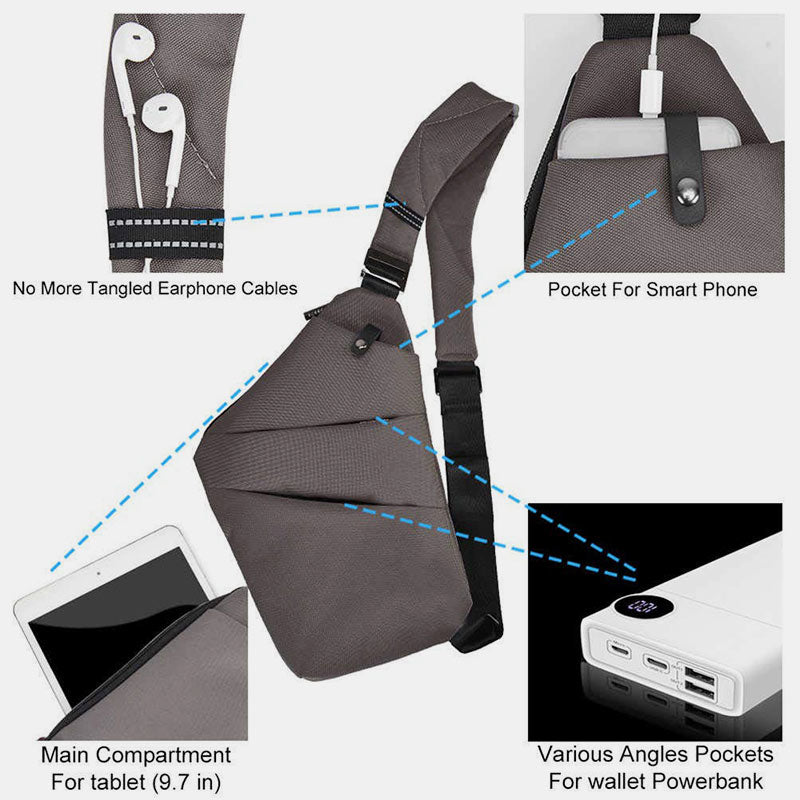 Borsa a tracolla antifurto impermeabile per uomo - Elegante borsa a tracolla da petto
