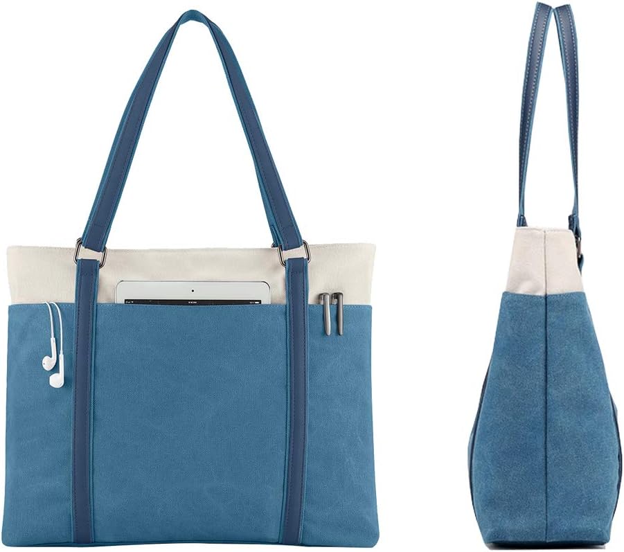Women Laptop Tote Bag for Work – Lightweight Splice Canvas 15.6 Inch Handbag Purse - VOTVO