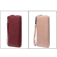 Women's Genuine Leather Vintage Wallet - Stylish and Functional Zip Closure Wallet
