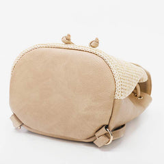 Women’s Straw Backpack – Summer Beach Woven Drawstring Handbag - VOTVO