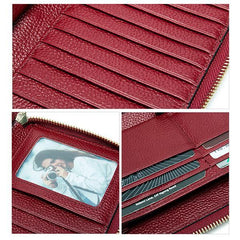 Women's Genuine Leather Vintage Wallet - Stylish and Functional Zip Closure Wallet