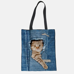 Unisex Cute Pets Print Tote Bag – Reusable Shopping Shoulder Bag for Daily Use - VOTVO