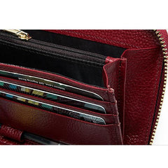 Women's Genuine Leather Vintage Wallet - Stylish and Functional Zip Closure Wallet