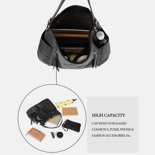 Tote Handbags Set for Women – Leather Hobo Shoulder Bag with Small Clutch