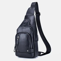 USB Charging Real Leather Sling Bag for Men – Crossbody Shoulder Bag with Adjustable Straps - VOTVO