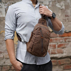 Canvas Sling Bag Schultertasche Brusttasche für Männer – Reise Wandern Crossbody Daypack