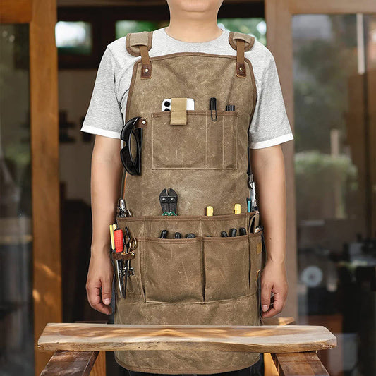 Tool Bag for Craftsman – Heavy Duty Waterproof Canvas Tool Apron with 13 Pockets & 5 Slots