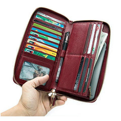 Women's Genuine Leather Vintage Wallet - Stylish and Functional Zip Closure Wallet