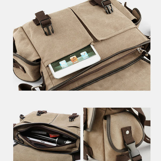 Canvas Messenger Bag für Herren | Vintage Crossbody Laptop Aktentasche