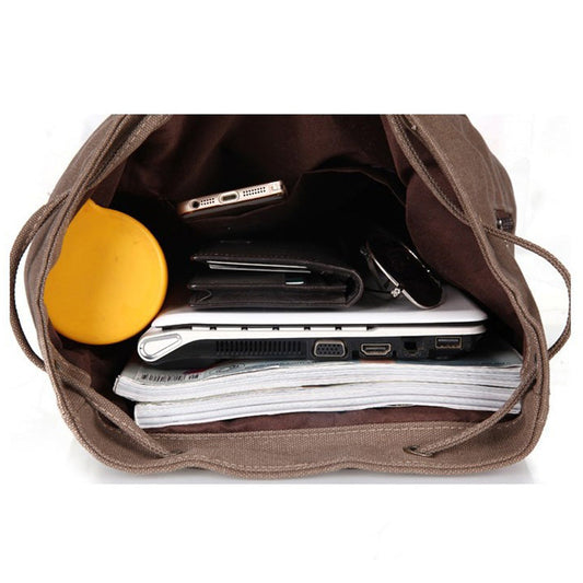 Canvas-Rucksack für Damen und Mädchen – Vintage-Schul- und Reiserucksack mit Kordelzug