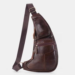 Vintage Genuine Leather Chest Sling Bag – Stylish Messenger Bag for Men