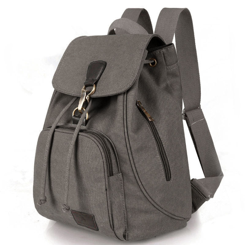 Vintage Canvas Backpack for Women & Girls – Drawstring Rucksack for School & Travel - VOTVO