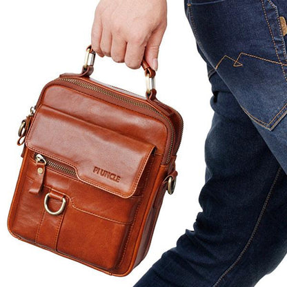 Borsa a tracolla casual vintage in vera pelle per uomo - Tracolla regolabile e tasche multiple