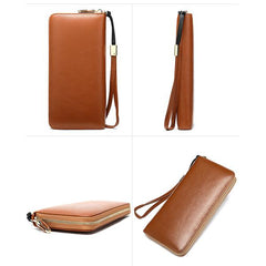 Women's Genuine Leather Vintage Wallet - Stylish and Functional Zip Closure Wallet