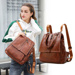 Women's Fashion Backpack Purse - Multifunctional PU Leather Shoulder Bag with Adjustable Strap