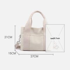 Solid Color Small Tote Triple Compartment Large Crossbody Canvas Purse - VOTVO