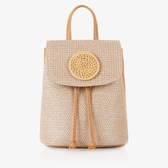 Women’s Straw Backpack – Summer Beach Woven Drawstring Handbag - VOTVO