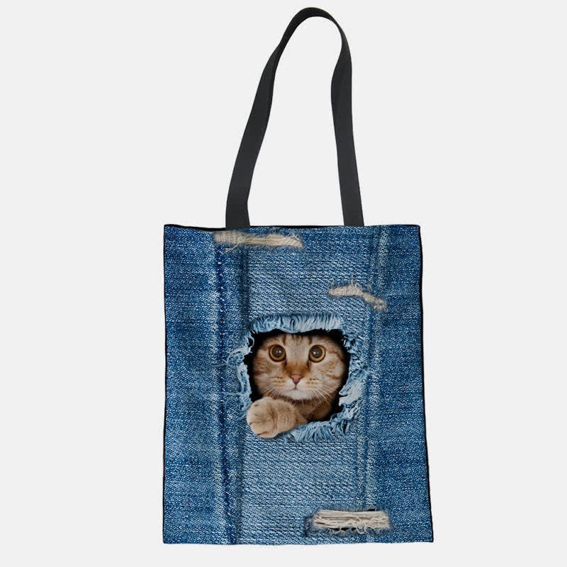 Unisex Cute Pets Print Tote Bag – Reusable Shopping Shoulder Bag for Daily Use - VOTVO