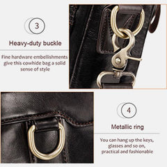 Lässige Vintage-Umhängetasche aus echtem Leder für Herren – Verstellbarer Riemen und mehrere Taschen