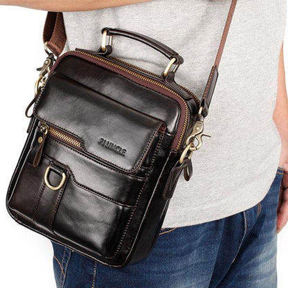 Borsa a tracolla casual vintage in vera pelle per uomo - Tracolla regolabile e tasche multiple